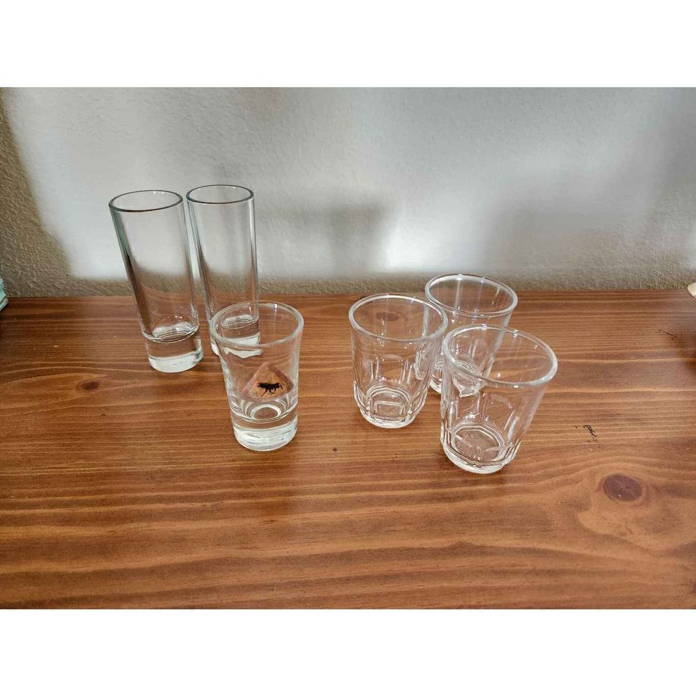 Shot glasses bundle of 6 moose hazard sign barware drinking bar